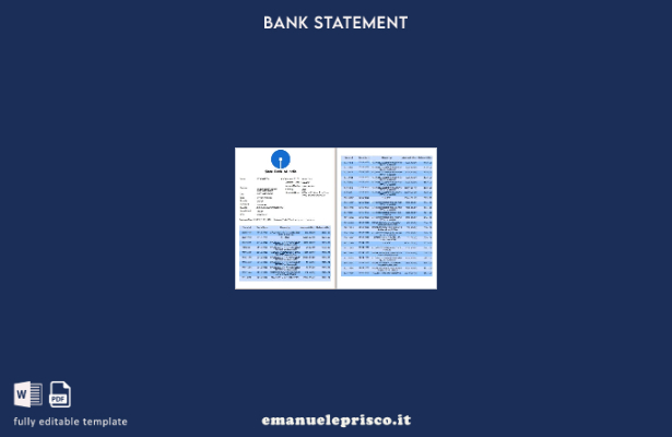 modello di pagine di parole dell'estratto conto bancario dell'India State Bank o